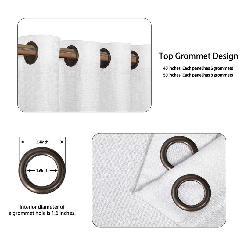 LORDTEX Linen Look Textured Blackout Curtains with Thermal Insulated Liner - Heavy Thick Grommet Window Drapes for Bedroom, 40 x 72 Inches, White, Set of 2 Panels - Image 4